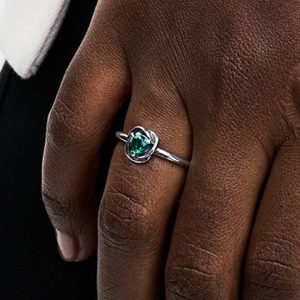 May Birthstone Eternity Circle Ring Sterling silver