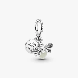 Glow-in-the-dark Firefly Dangle Charm Sterling silver