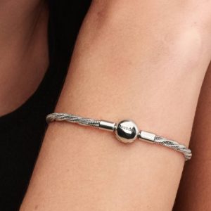 Round Pandora Clasp Twisted Snake Chain Sterling silver