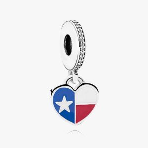 Texas Flag Heart Dangle Charm