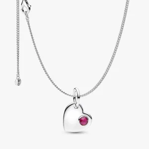 July Birthstone Heart Pendant Necklace 2 Quantity