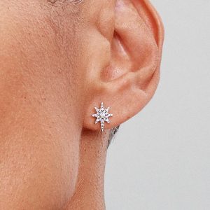 FINAL SALE - Sparkling North Star Stud Earrings Sterling silver