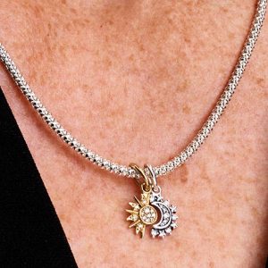 Splittable Sun & Moon Dangle Charm Sterling silver, 14k gold plating