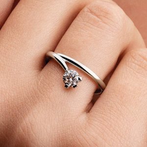 FINAL SALE - Pandora Nova 14k White Gold Lab-grown Diamond Asymmetric Ring 0.50 ct TW, 14k white gold