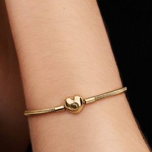 Heart Clasp Snake Chain Bracelet 14k gold plating
