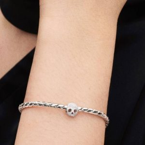 Textured Skull Mini Charm Sterling silver