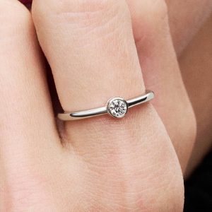 Pandora Era Bezel Sterling Silver Lab-grown Diamond Ring 0.15 ct TW, Sterling silver