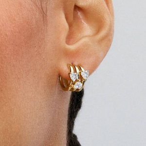 FINAL SALE - Triple Heart Hoop Earrings 14k gold plating