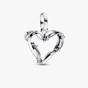 Wire Heart Medallion Charm Sterling silver