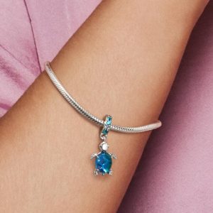 Murano Glass Sea Turtle Dangle Charm Sterling silver