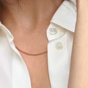 Curb Chain Necklace 14k rose gold plating