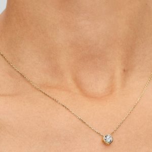 Pandora Era Bezel Lab-Grown Diamond Pendant Necklace 0.50 ct TW, 14k gold