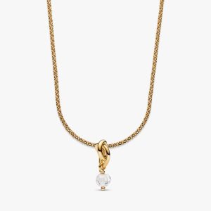 April Eternity Circle Dangle Charm Necklace Set 2 Quantity