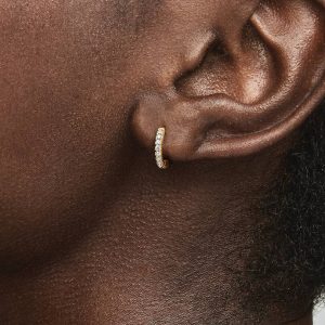 Sparkling Huggie Hoop Earrings 14k gold plating