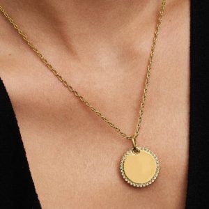 Engravable Round Tag Pendant 14k gold plating