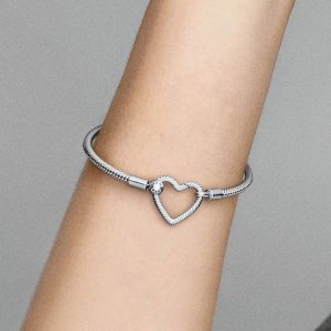 Pandora Moments Heart Closure Snake Chain Bracelet Sterling silver