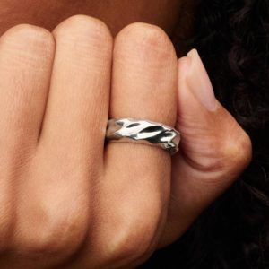 Rippled Wide Band Ring Sterling silver