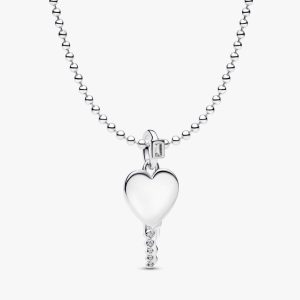 Engravable Heart Key Pendant Necklace 2 Quantity