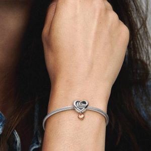 Thank You Mum Heart Charm Sterling silver, 14k rose gold plating