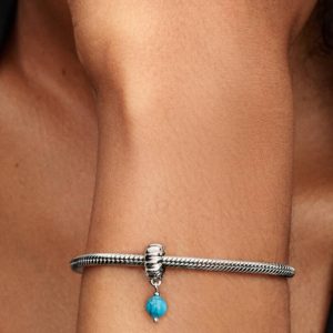 FINAL SALE - Turquoise-colored Dangle Charm Sterling silver