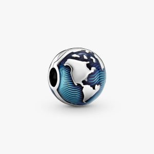 Blue Globe Clip Charm Sterling silver