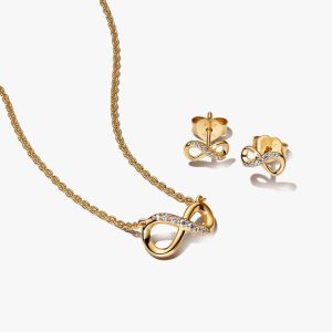 Golden Infinity Necklace and Earrings Set 2 Quantity