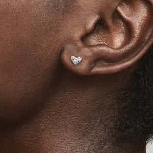 Triple Stone Heart Stud Earrings Sterling silver