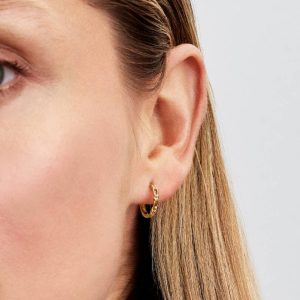 Pandora Era Figaro Hoop Earrings 14k gold