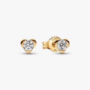 FINAL SALE - Pandora Talisman 14k Gold Lab-grown Diamond Heart Earrings 0.30 ct TW, 14k gold