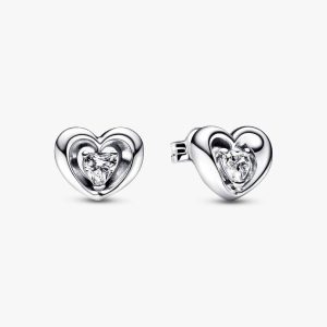 FINAL SALE - Radiant Heart & Floating Stone Stud Earrings Sterling silver