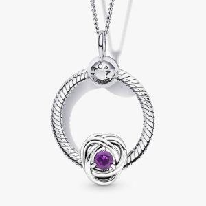 February Birthstone Eternity Circle O Pendant Set 3 Quantity