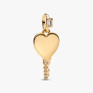 Engravable Heart Key Pendant 14k gold plating