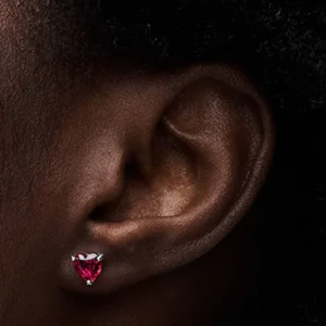 Red Heart Stud Earrings Sterling silver