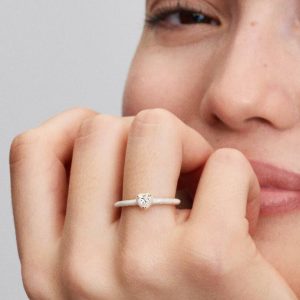 White Chakra Heart Ring 14k gold plating