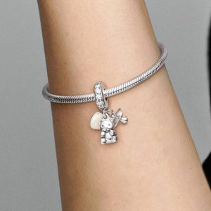 Baby Teddy Bear Dangle Charm Sterling silver
