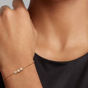 FINAL SALE - Pandora Era Bezel 14k Gold Triple Lab-grown Diamond Chain Bracelet 0.45 ct TW, 14k gold