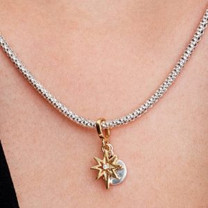 Engravable North Star Lab-grown Diamond Dangle Charm 0.009 ct TW, Sterling silver, 14k gold plating