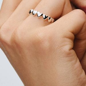 Row of Hearts Ring Sterling silver
