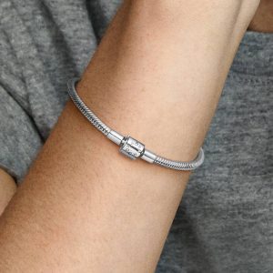 Pandora Moments Barrel Clasp Snake Chain Bracelet Sterling silver