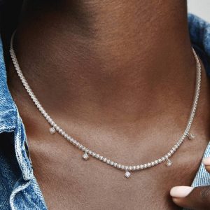 FINAL SALE - Sparkling Drop Collier Necklace Sterling silver