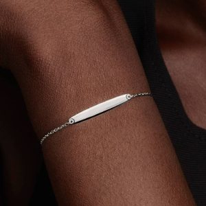 Engravable Bar Chain Bracelet Sterling silver
