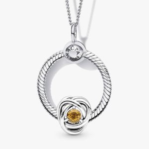 November Birthstone Eternity Circle O Pendant Set 3 Quantity