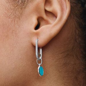 Turquoise-colored Engravable Mini Medallion Charm Sterling silver