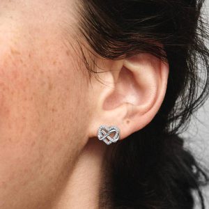 Sparkling Infinity Heart Stud Earrings Sterling silver