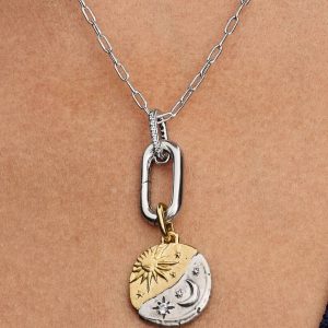 Sun and Moon Medallion Charm Sterling silver, 14k gold plating