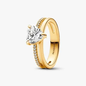 Double Band Heart Ring 14k gold plating