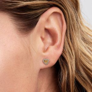 Heart Halo Stud Earrings 14k gold plating