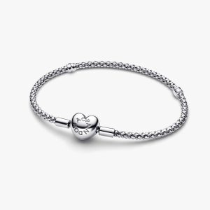 Heart Clasp Studded Chain Bracelet Sterling silver