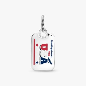USA Postcard Dangle Charm Sterling silver