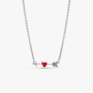 FINAL SALE - Arrow & Murano Glass Heart Necklace Sterling silver